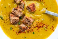 Creamy Spicy Broccoli Soup with Garlic and Chili Oil