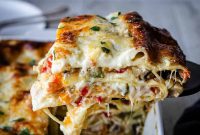 Creamy White Sauce Vegetable Lasagna with Spinach & Mushrooms