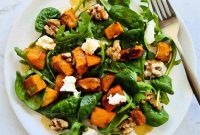 Roasted Pumpkin & Spinach Salad with Goat Cheese