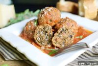 Beef and Swiss Chard Meatballs with Garlic Herb Sauce