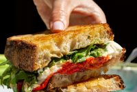 Burrata and Prosciutto Sandwich with Arugula & Balsamic Glaze