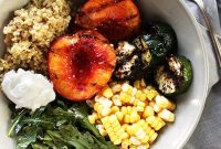 Grilled Peach & Zucchini Summer Grain Bowls