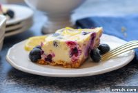 Blueberry Lemon Cheesecake Bars Recipe with Lemony Swirl