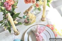 Spring Flower and Bunny Easter Table Decorating Ideas