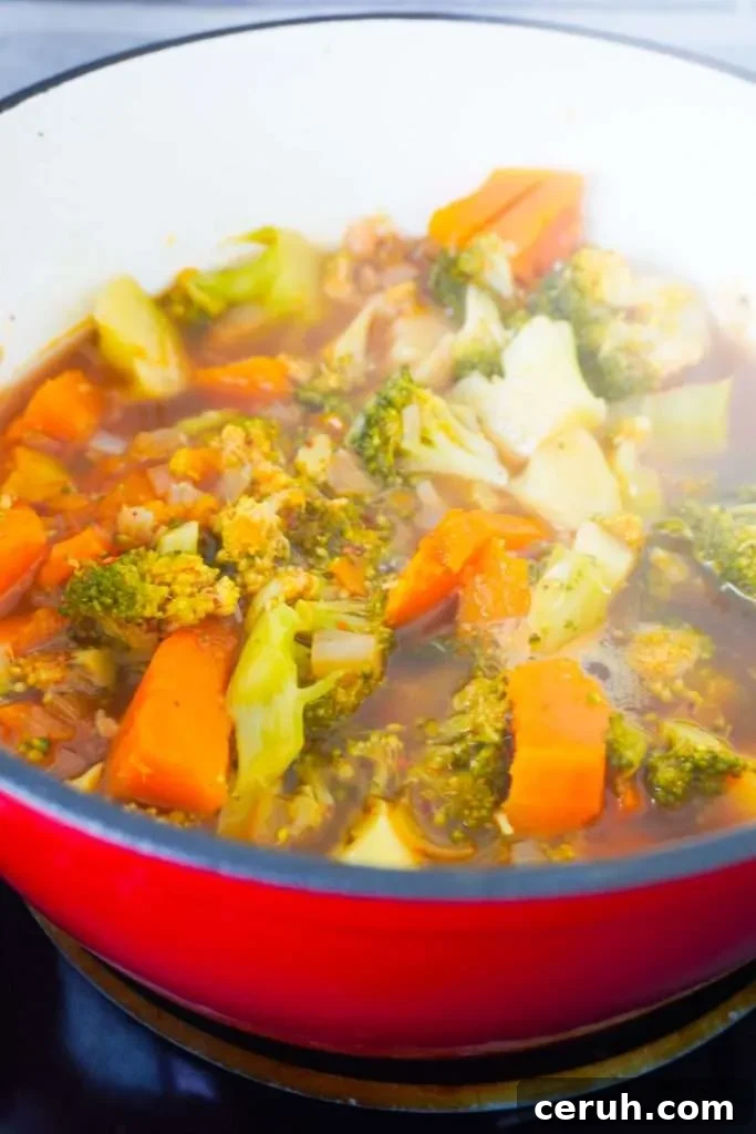 Creamy Spicy Broccoli Soup with Garlic and Chili Oil 11 bring to a boil