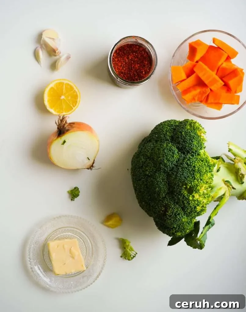 Creamy Spicy Broccoli Soup with Garlic and Chili Oil 6 ingredients broccoli soup