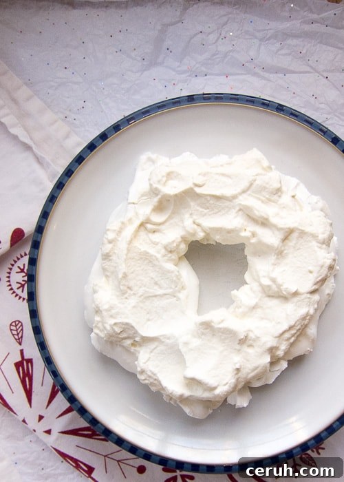 Pavlova wreath with fruit