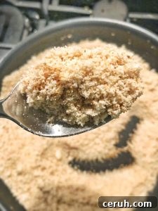 toasted almond flour on a spoon