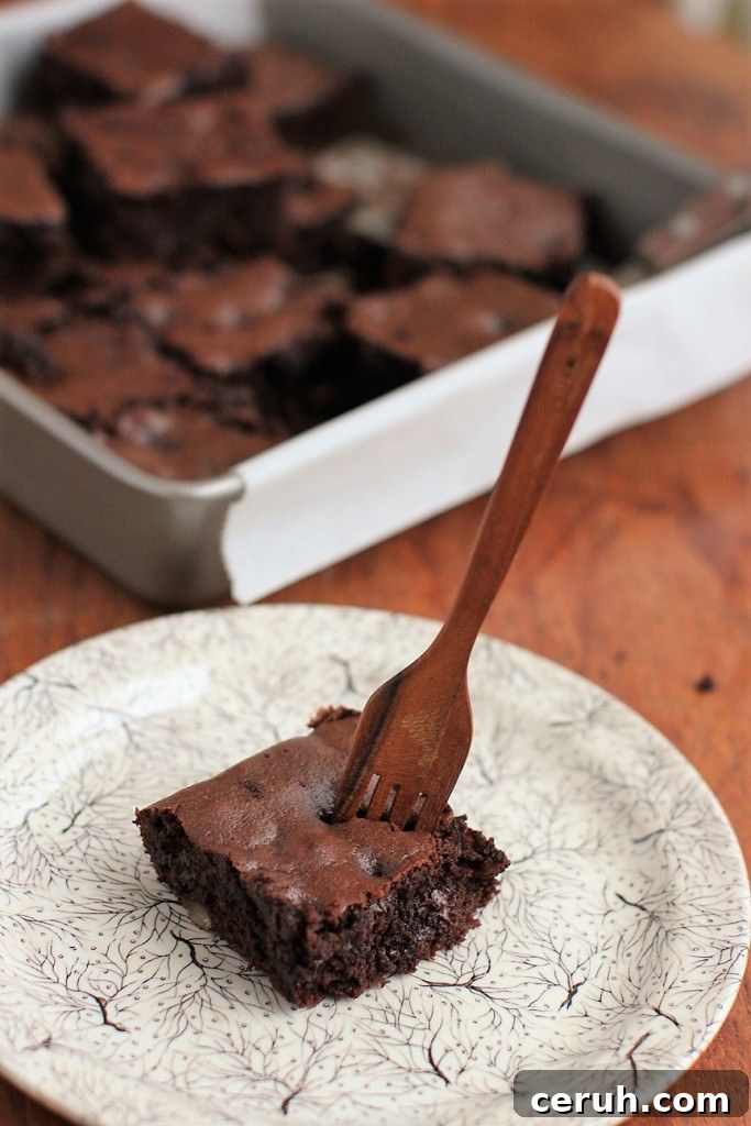 a blender brownie with a fork
