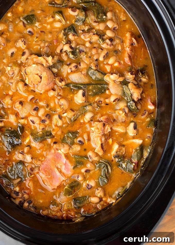 Slow Cooker Southern-Style Black-Eyed Peas Recipe 3 Black Eyed Peas in slow cooker