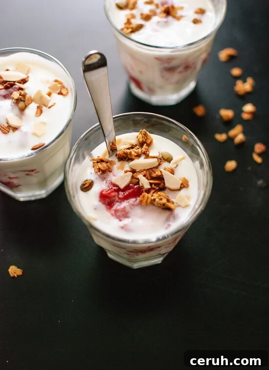 Strawberry rhubarb parfait recipe - cookieandkate.com