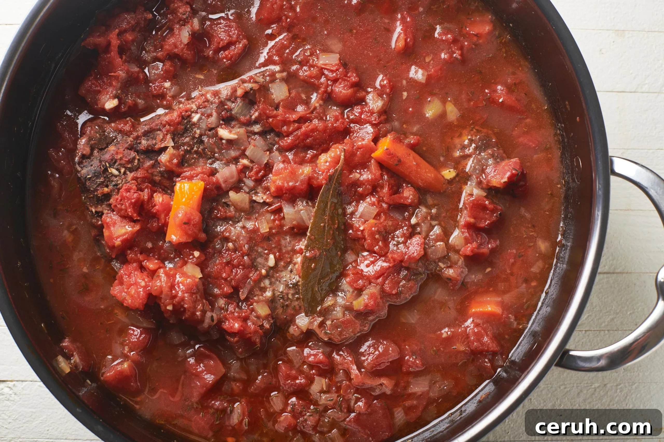 Braised Jewish Brisket in large pot.
