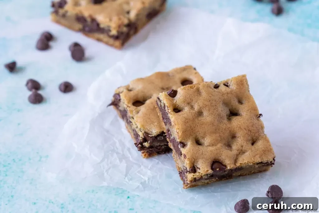 soft and chewy chocolate chip cookie bars