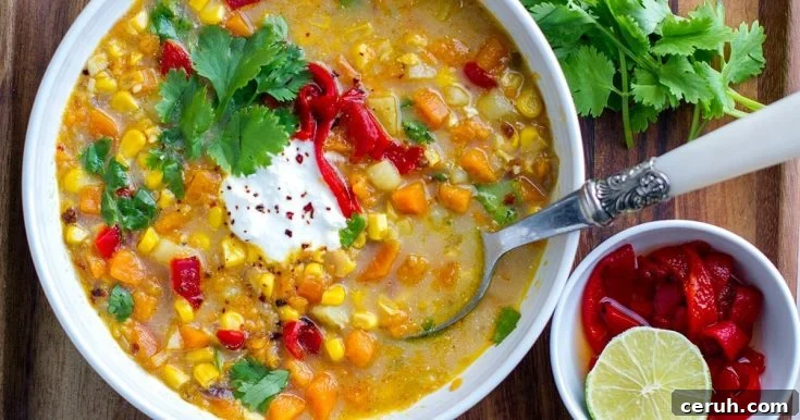 Corn sweet potato chipotle soup