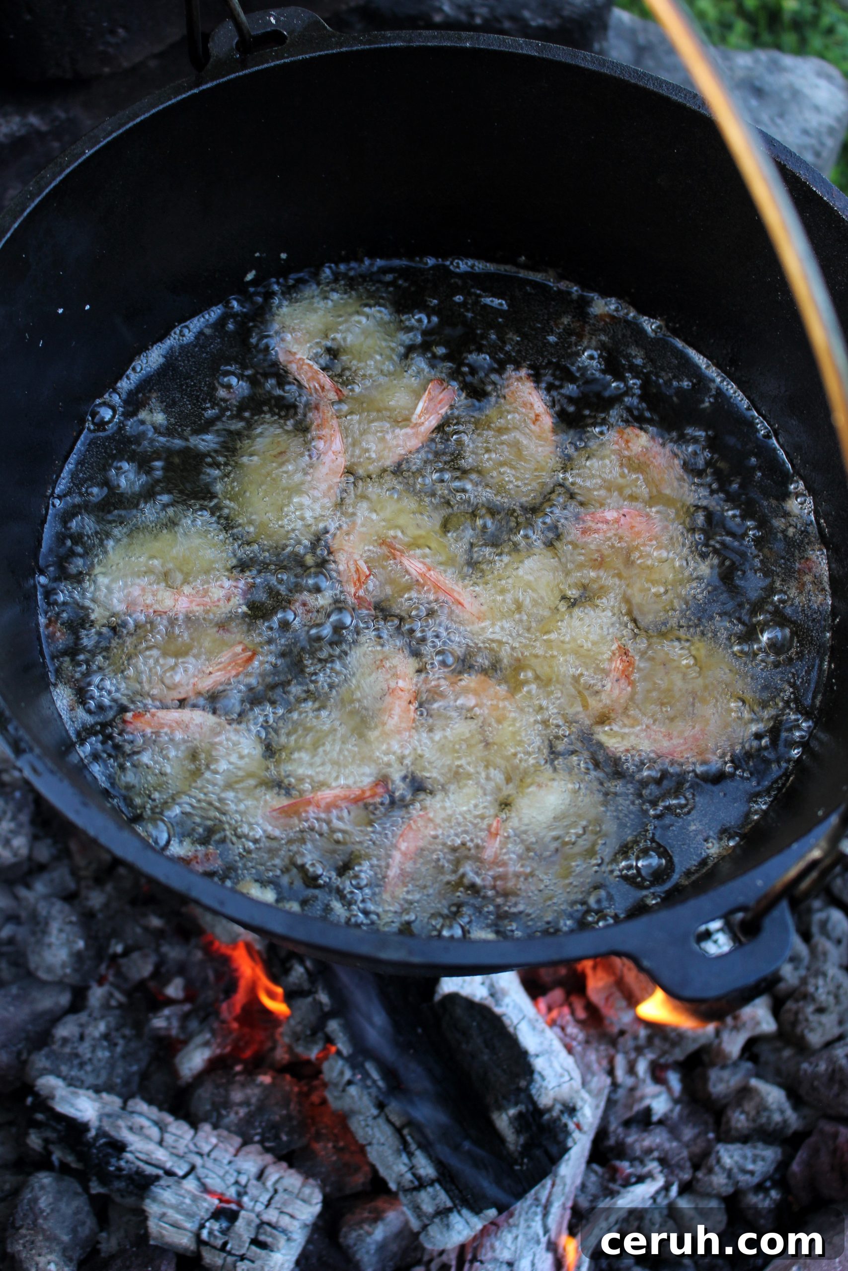 The frying process.