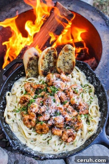 Creamy Cajun Shrimp Alfredo ready to serve