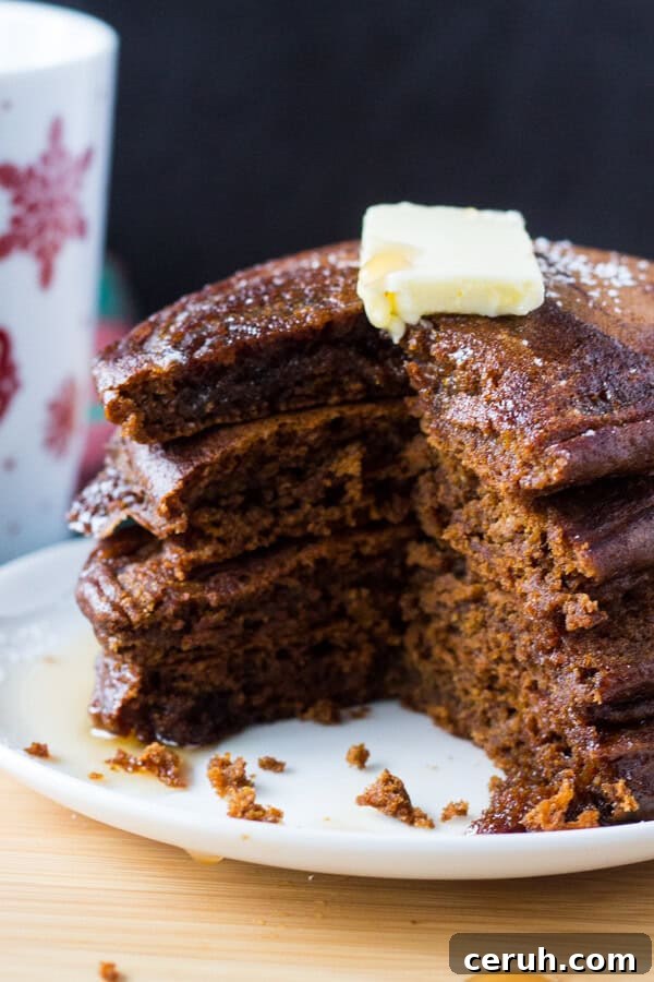 Filled with spices, super fluffy & perfectly moist - these easy Gingerbread Pancakes are the ultimate breakfast for the holidays!
