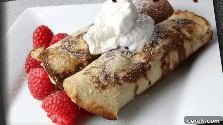 Raspberry crepes on a plate