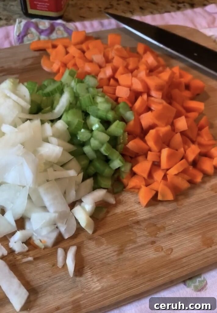 Chopped celery, onion, and carrots