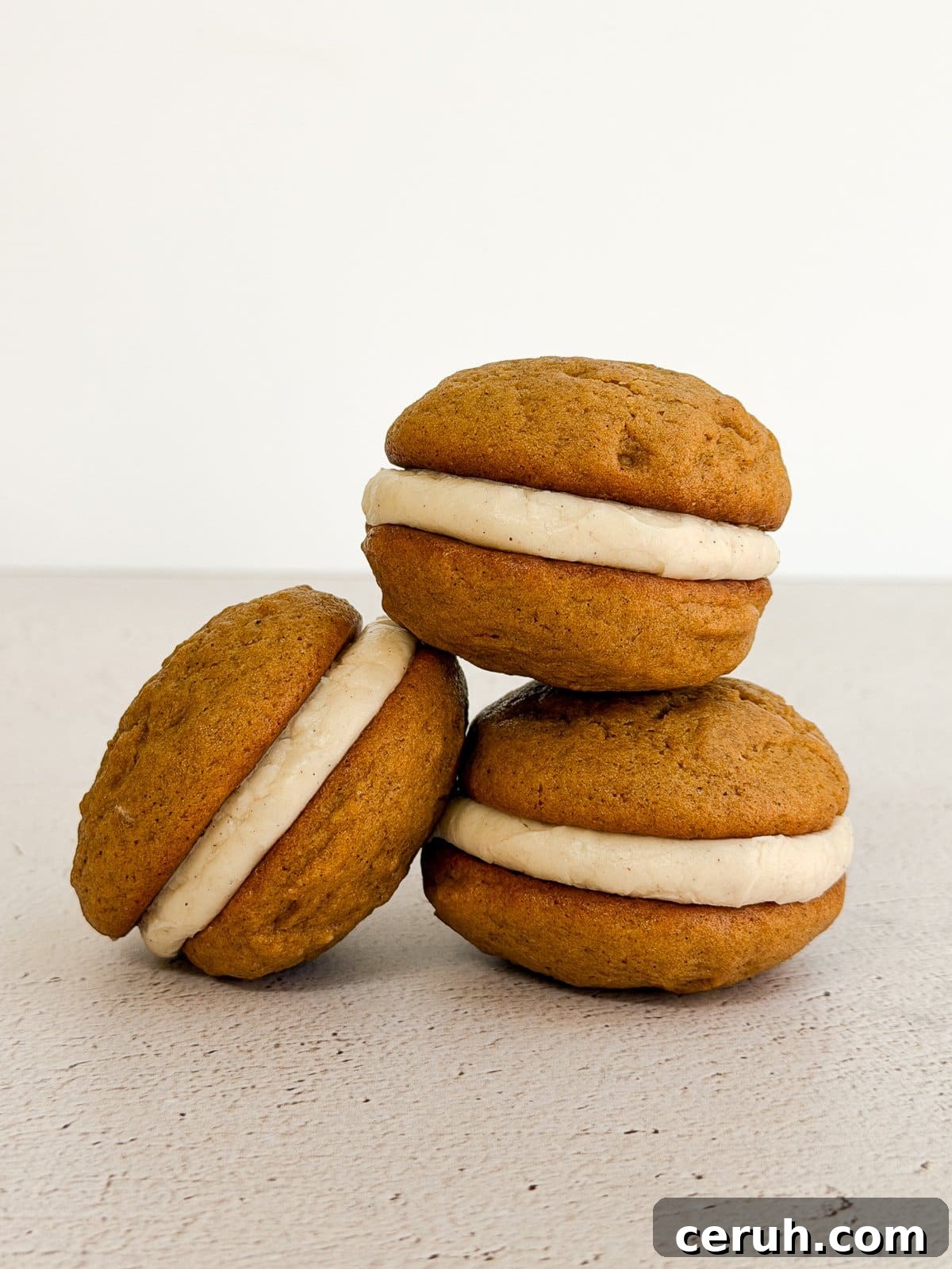 a close up side view of the whoopie pies so you can see the layers.