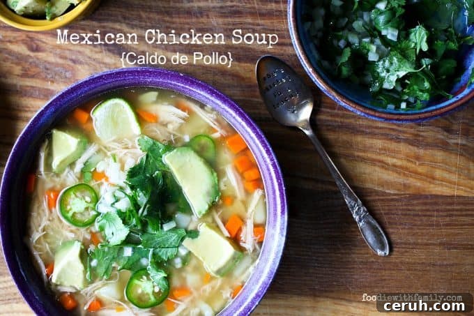 Mexican Chicken Soup {Caldo de Pollo} from foodiewithfamily.com