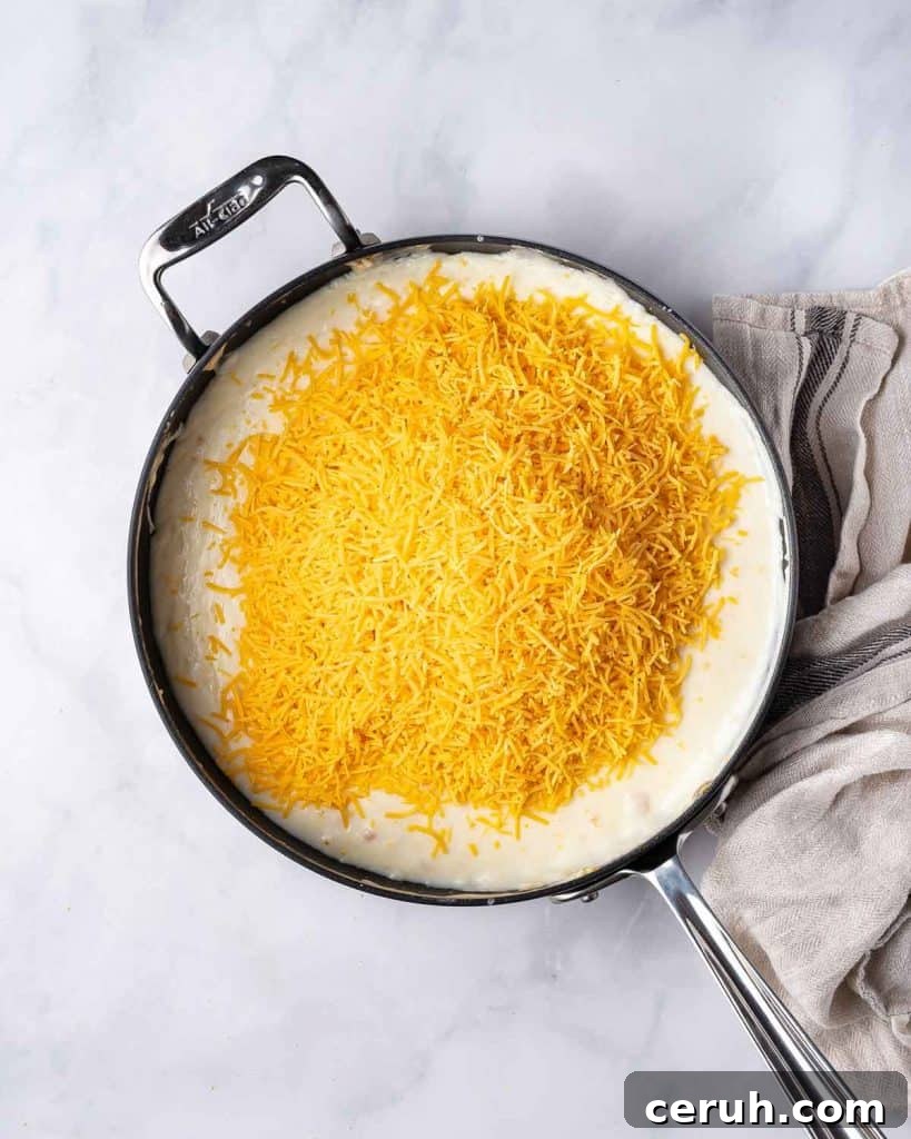 Cheese added to the roux.