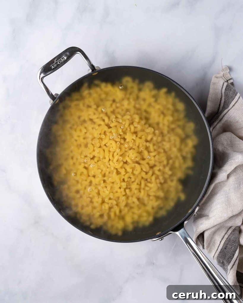 Pasta being cooked.