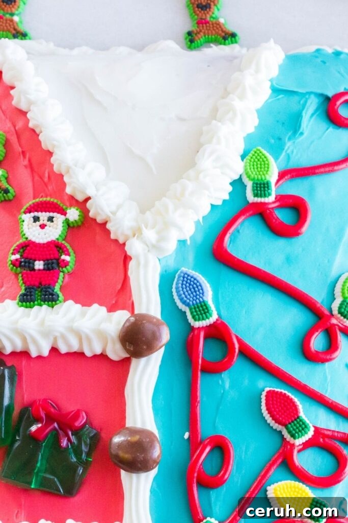 9x13 Christmas cake overhead shot 