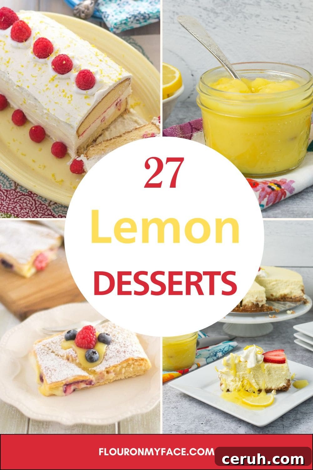 Lemon Dessert Recipes vertical Pinterest image.