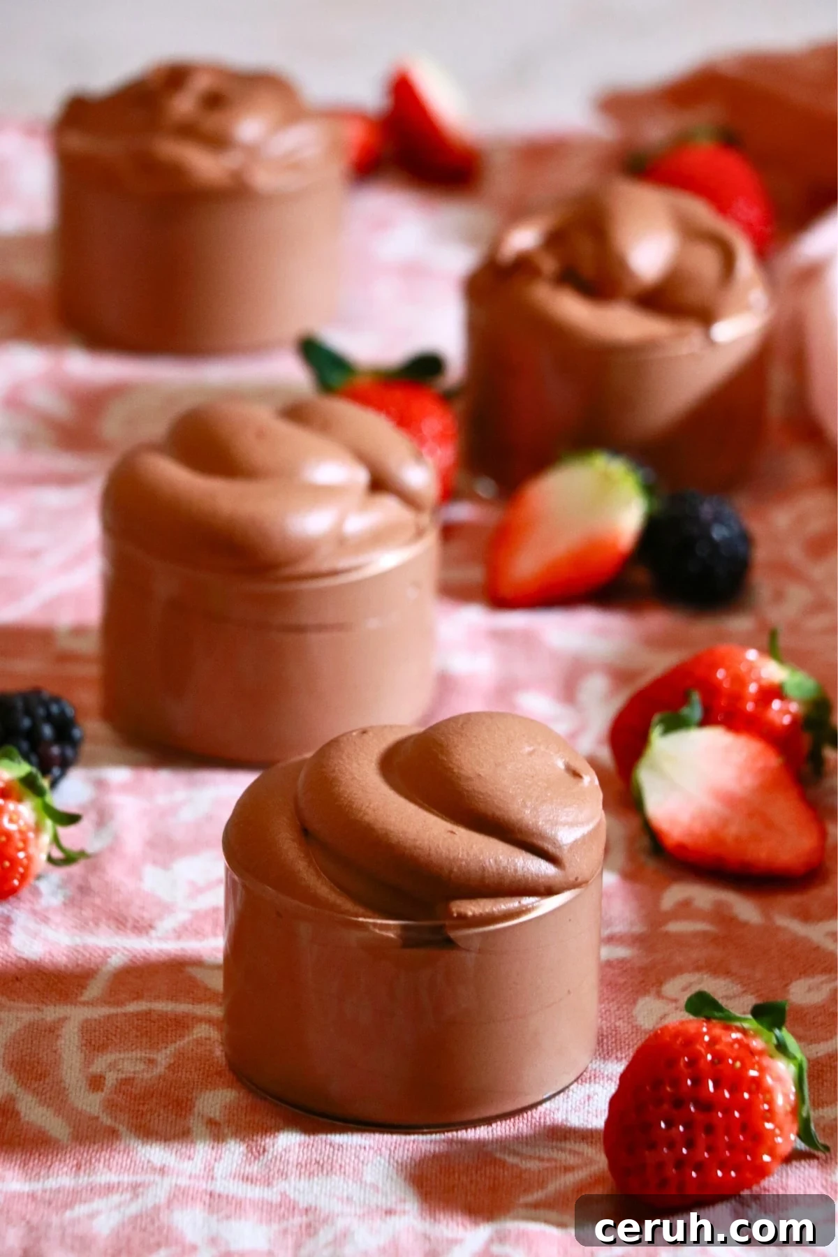 authentic chocolate mousse in glass cups