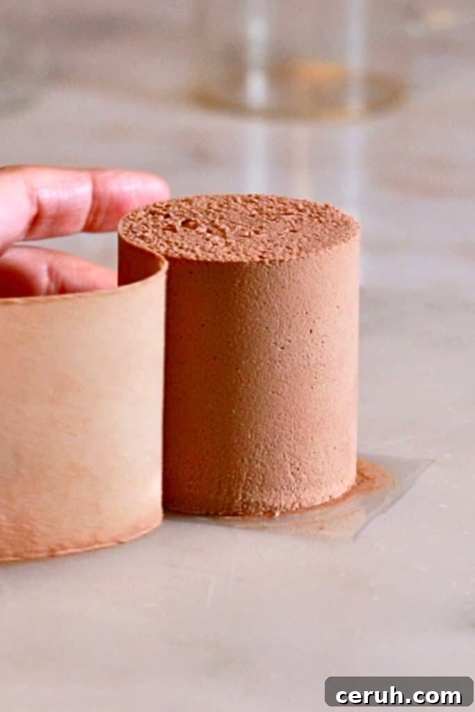 mini chocolate mousse cake after freezing it