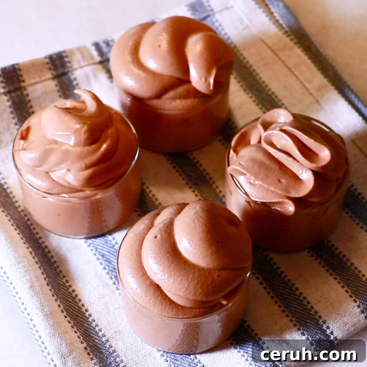 chocolate mousse in glass cups