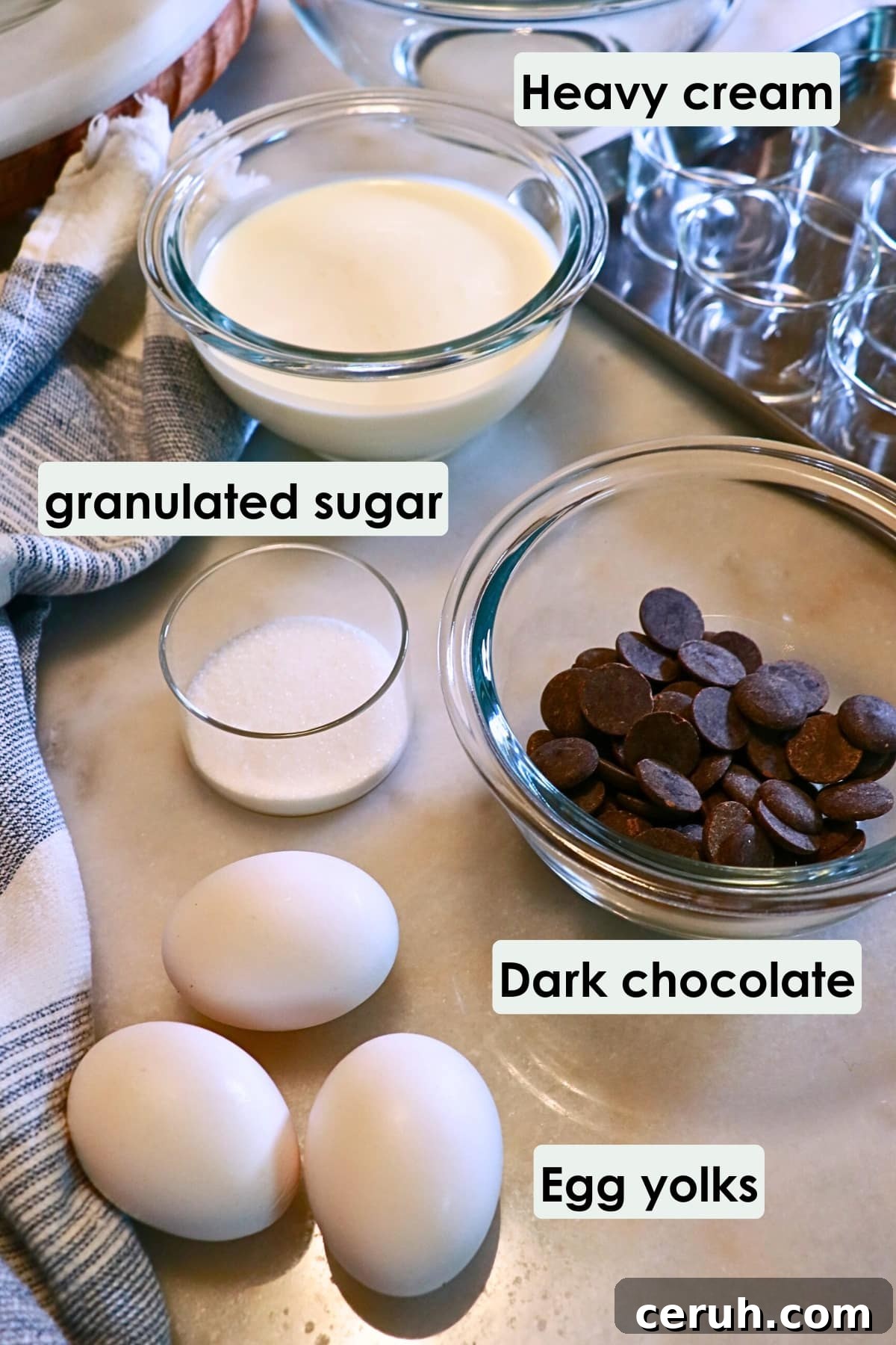 ingredients to make chocolate mousse