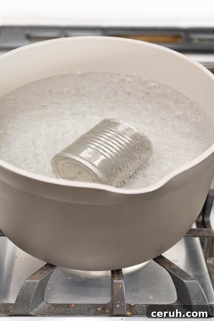 a can in a pot of water