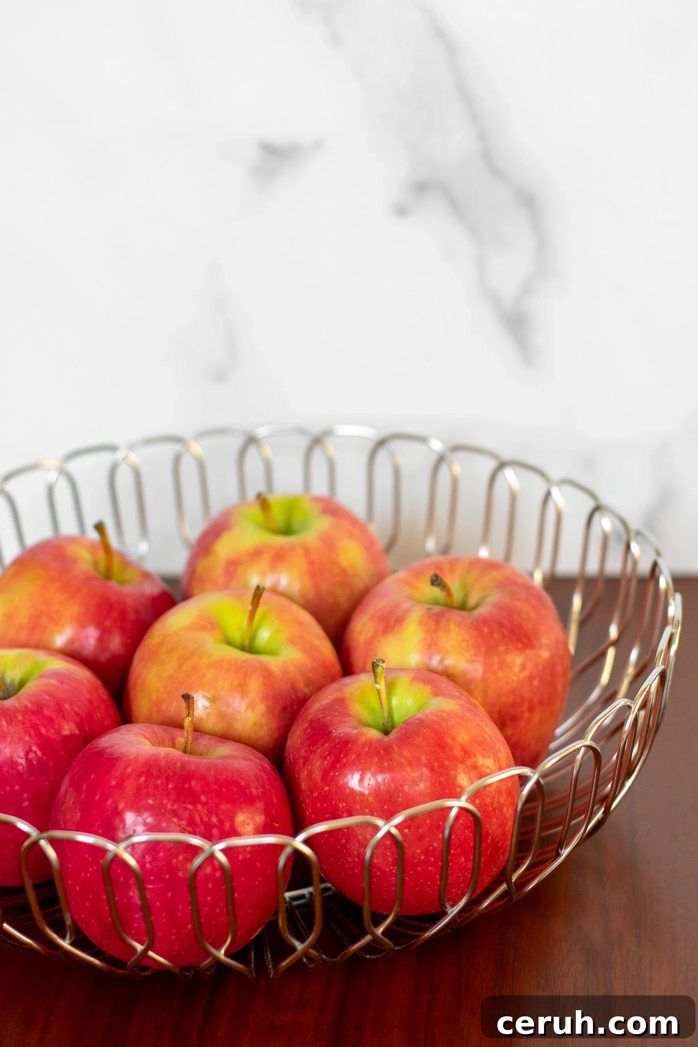 Apples in a basket.
