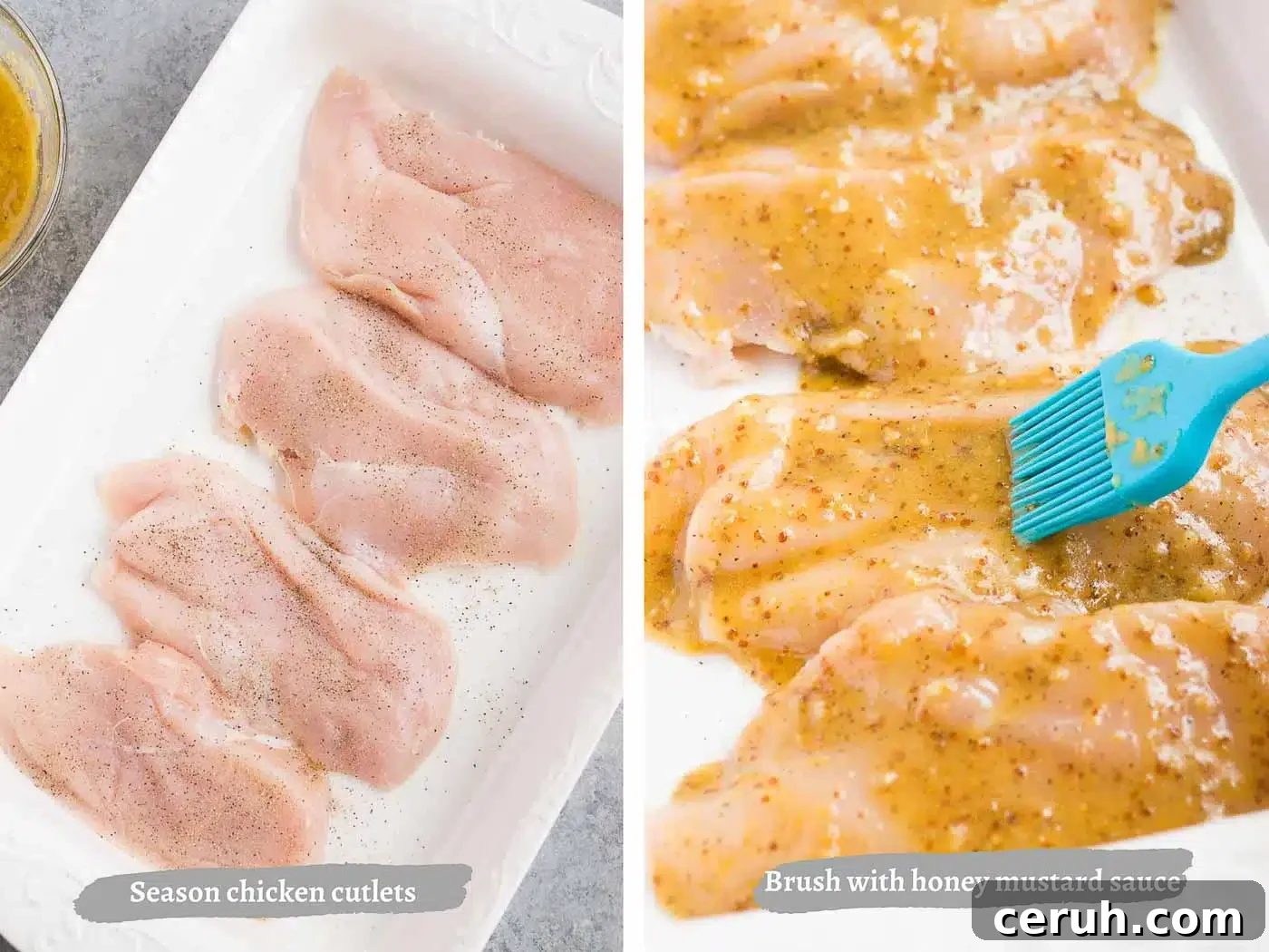process images of making chicken with honey mustard sauce