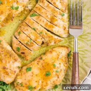 honey mustard chicken recipe on a plate with a fork