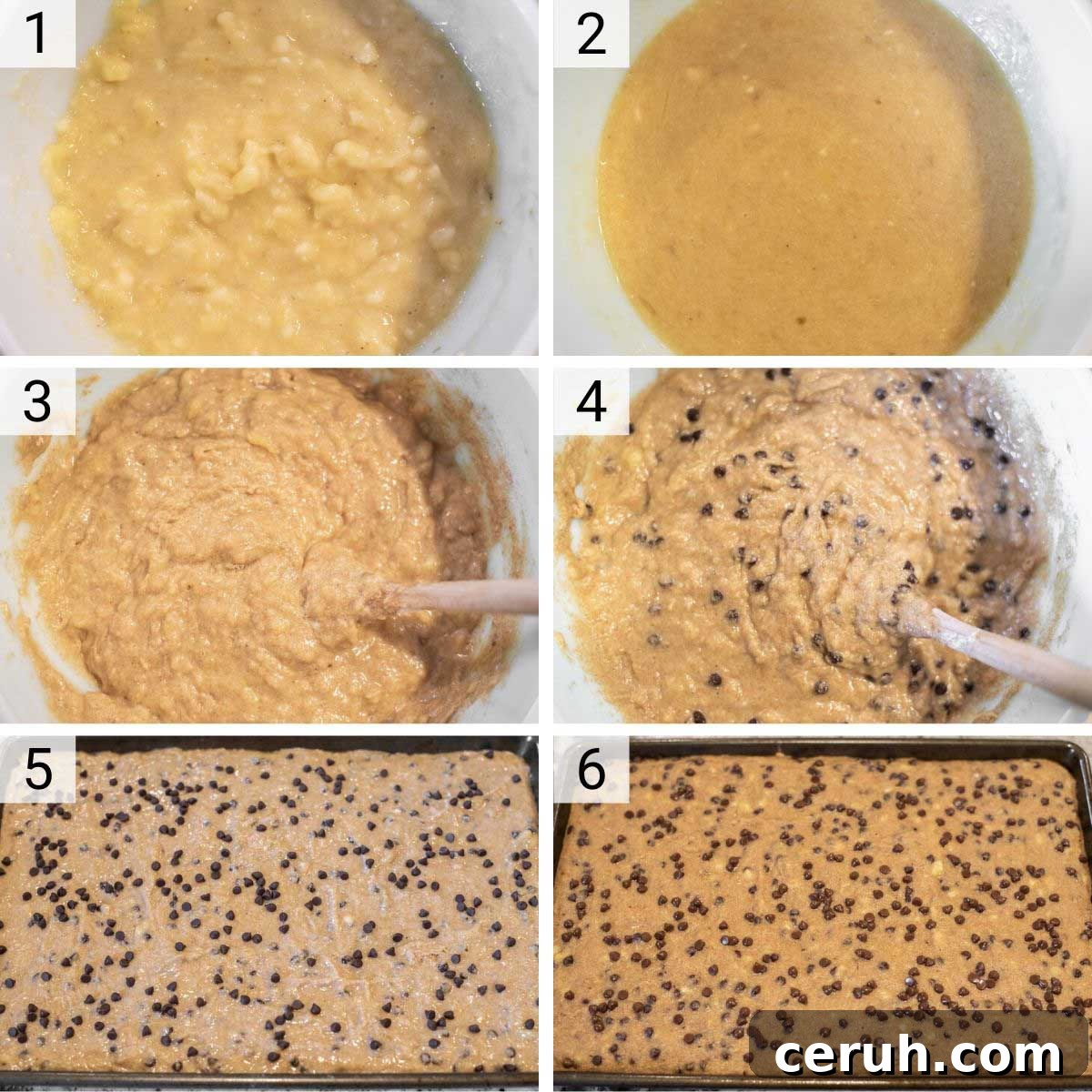 process shots of how to make banana bars