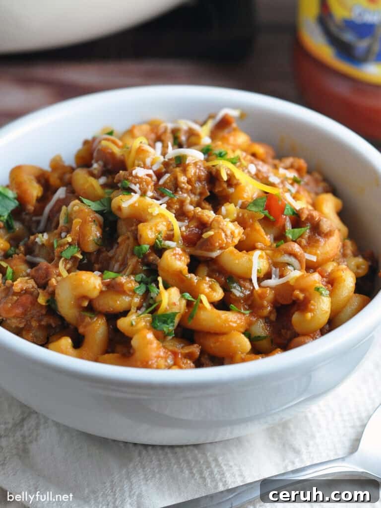 bowl of chili macaroni and cheese