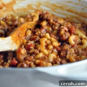 big pot of chili mac and cheese close up