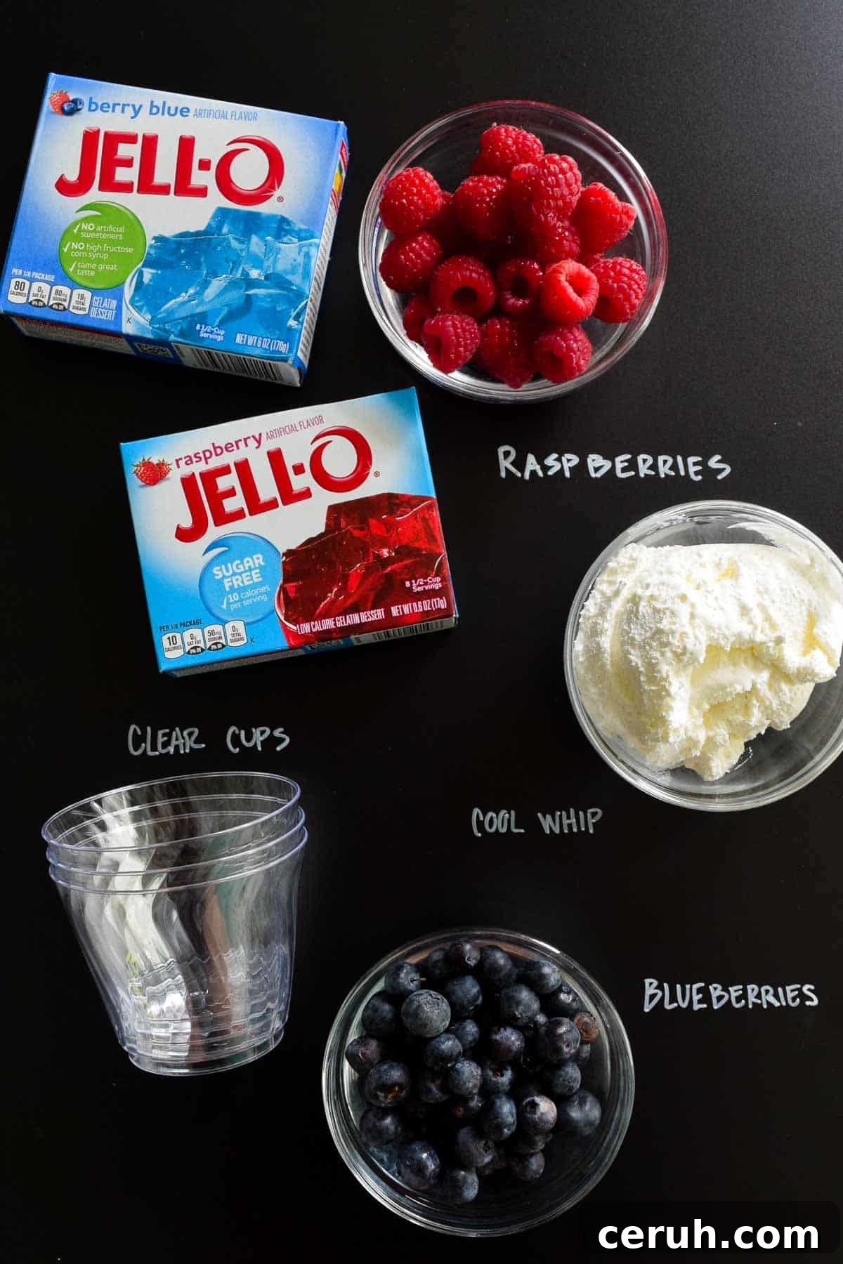red white and blue jello cup ingredients 