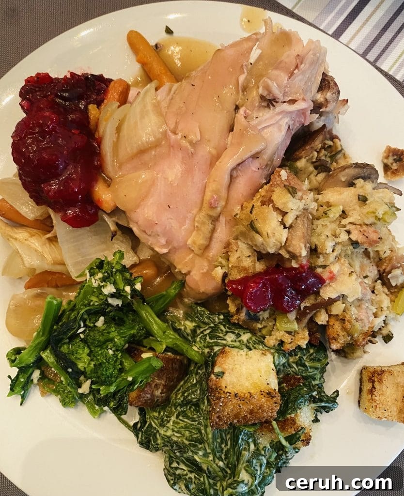 Thanksgiving Stuffing with Sausage and Mushrooms on plate