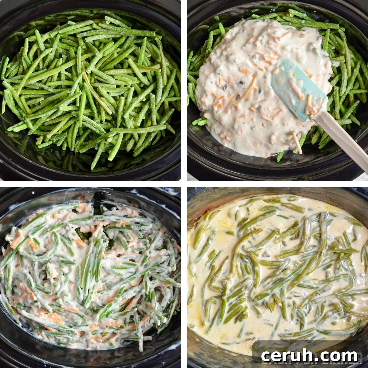 Creamy Slow Cooker Green Bean Casserole for Holidays 6 How to make green bean casserole in a slow cooker.