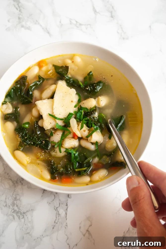 a bowl of Tuscan bean soup