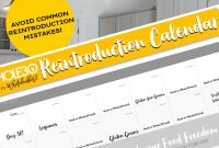 Whole30 Reintroduction Calendar and Food Tracker