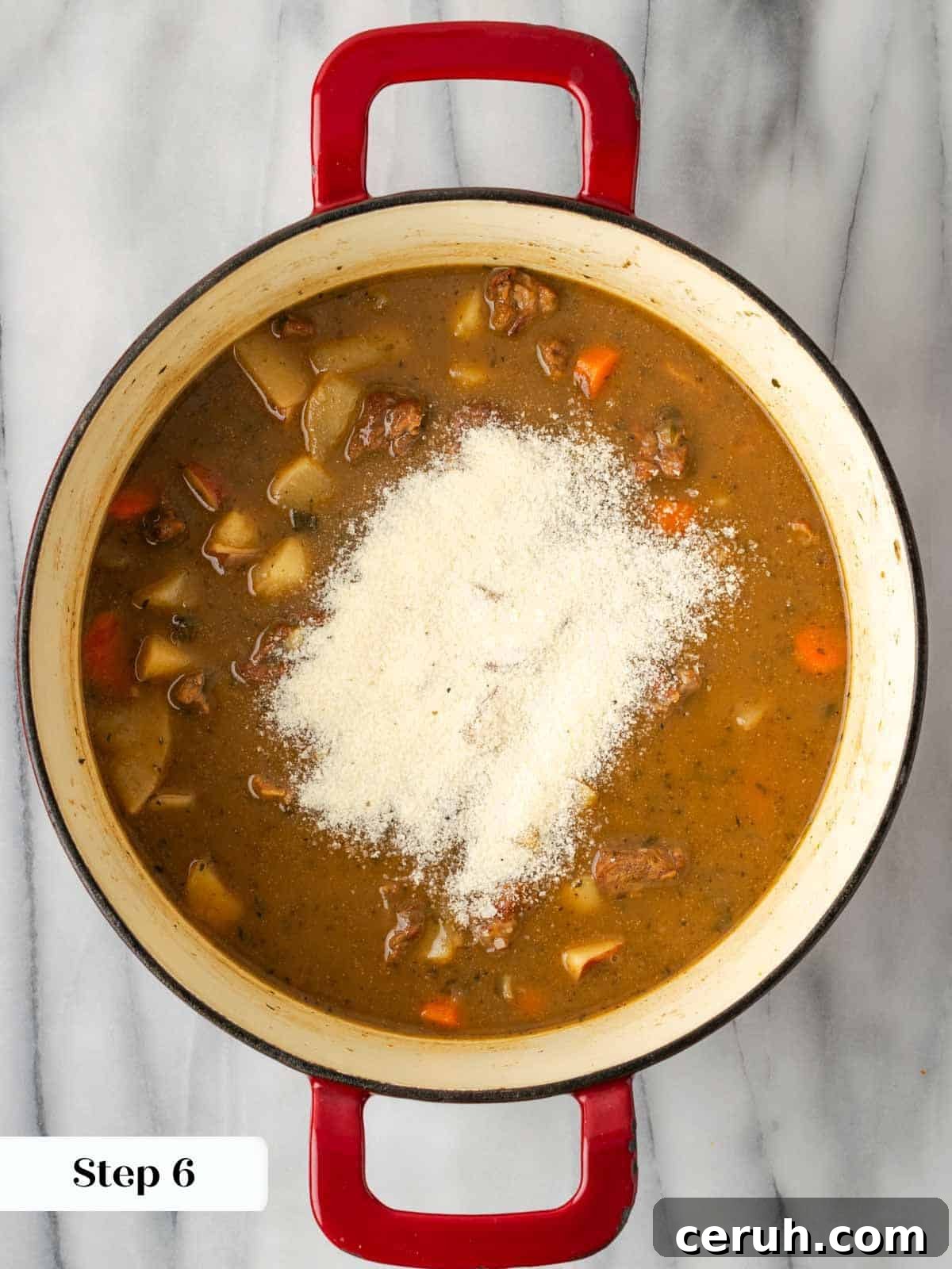 thickening stew with soda bread.
