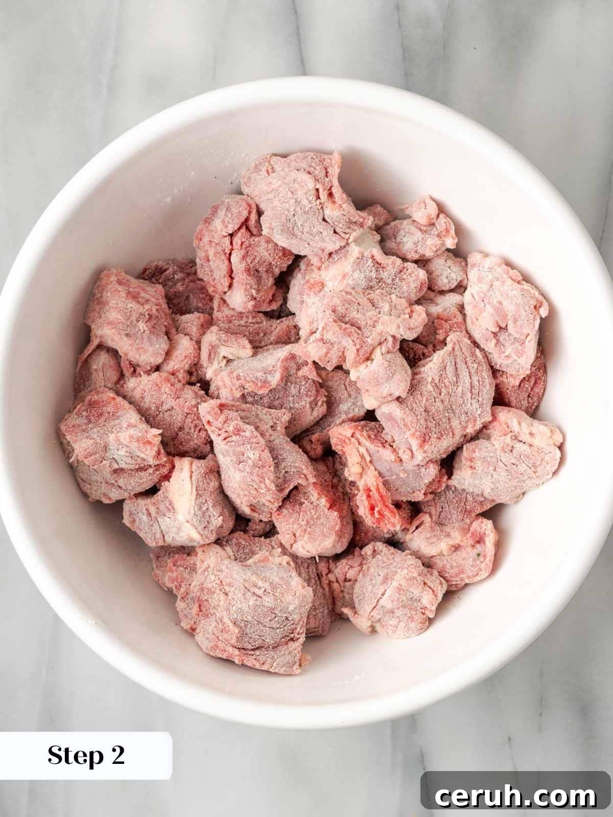 flour coated stew meat.