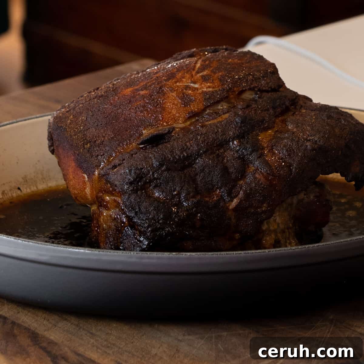 Cooked pork roast just taken out of the oven.