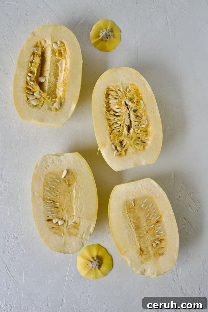 Spaghetti Squash, split in half.