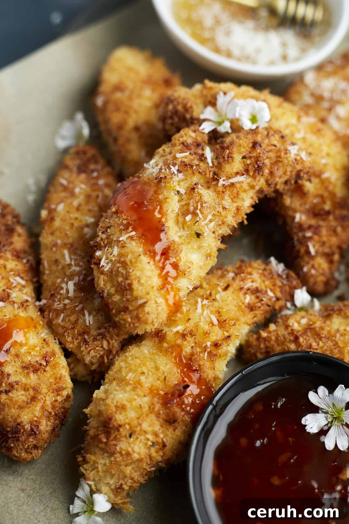 closeup of Coconut chicken tenders